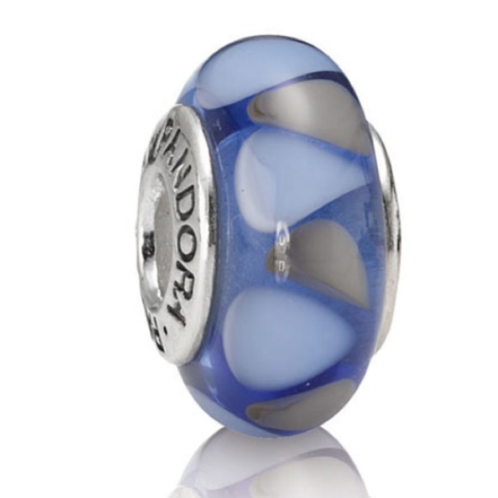 Pandora Gray and Blue Murano Glass Bead